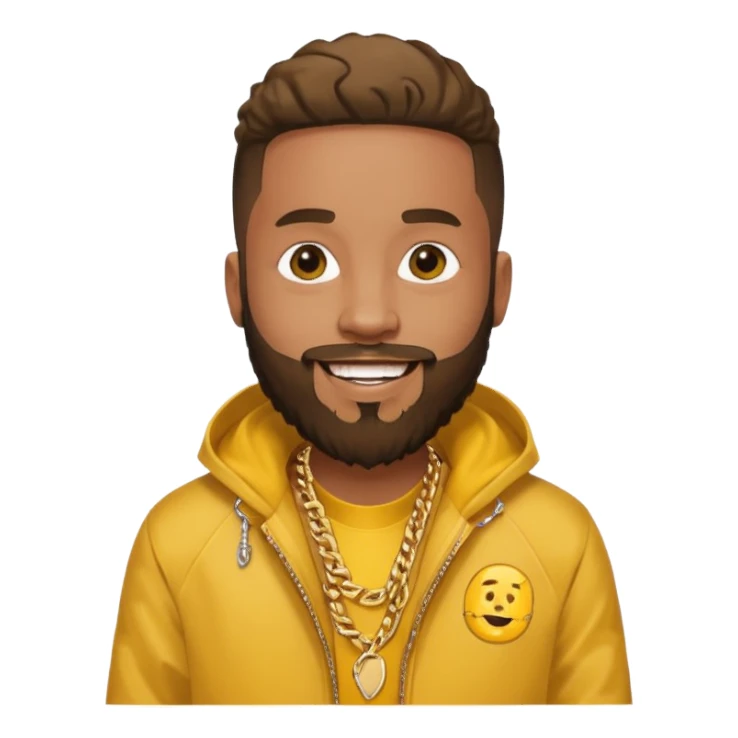 drake meme style rapper with beard yellow jacket smiling sticker