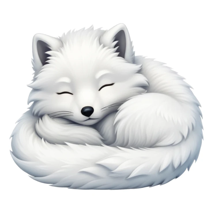 fluffy arctic fox sleeping sticker
