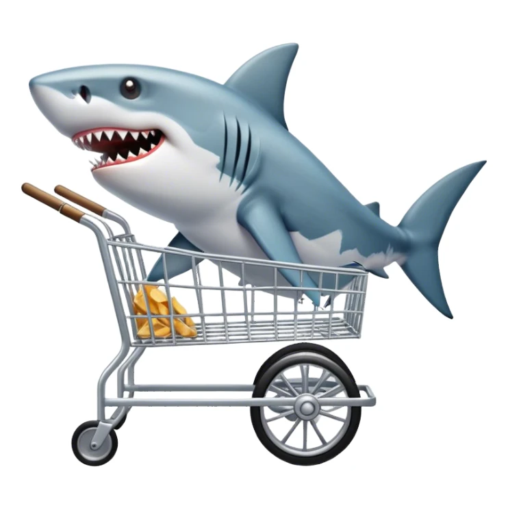 Shark smoking a cart sticker