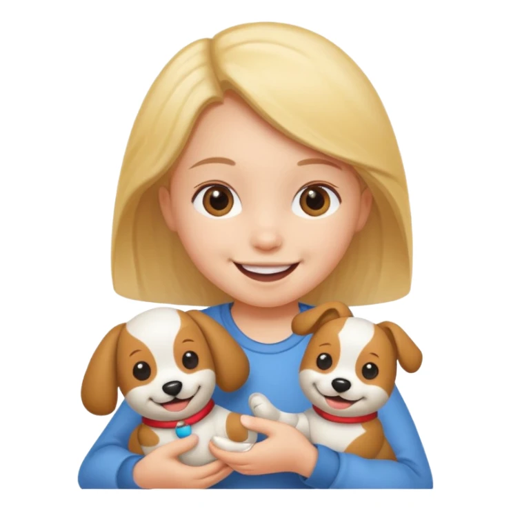 child with dog toy sticker