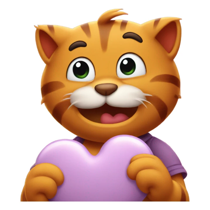Garfield holding a heart sticker