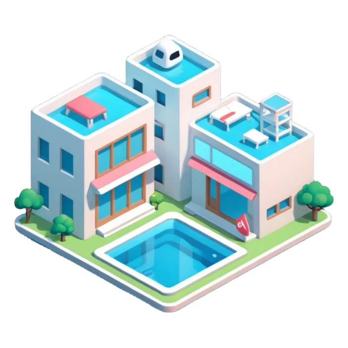 glowing tokyo airbnb style isometric sticker