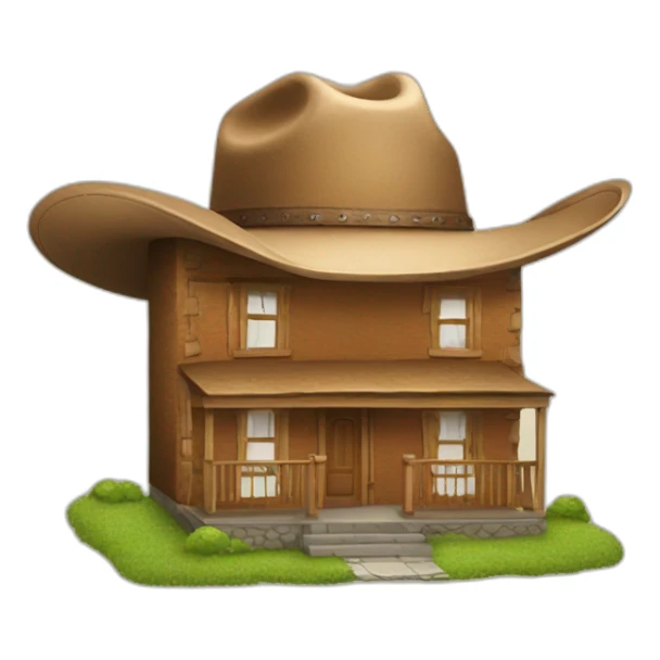 House wearing a cowboy hat sticker