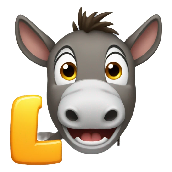 a donkey with a scared expression and making the letter L with its hand sticker