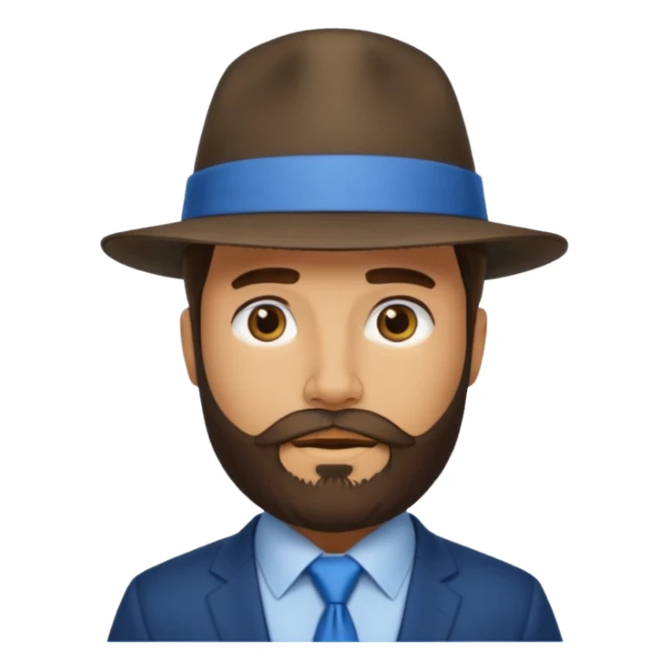 bearded man wearing hat and blue tie sticker