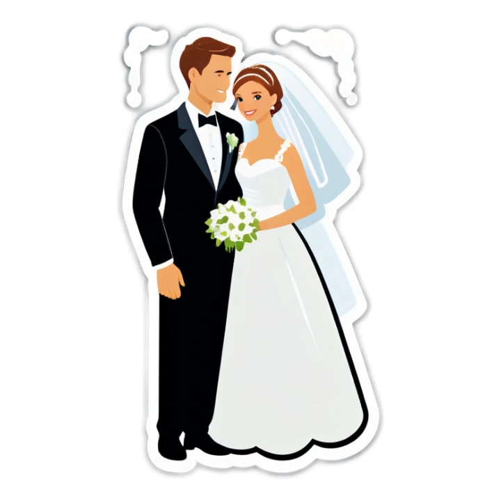 bride and groom separate  sticker
