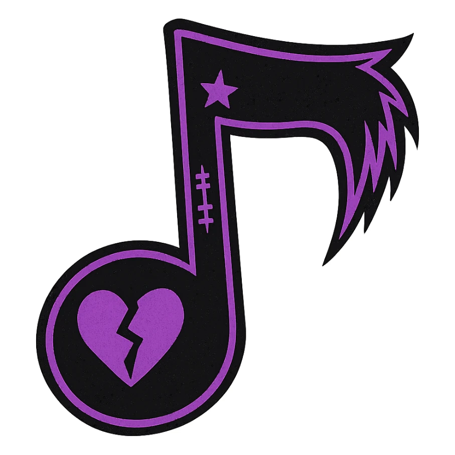 emo style black and purple music note sticker