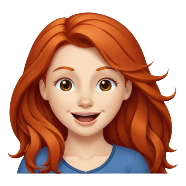Excited long haired redhead wink sticker