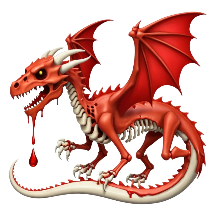  skeletal skeleton bone dragon with some blood dripping sticker