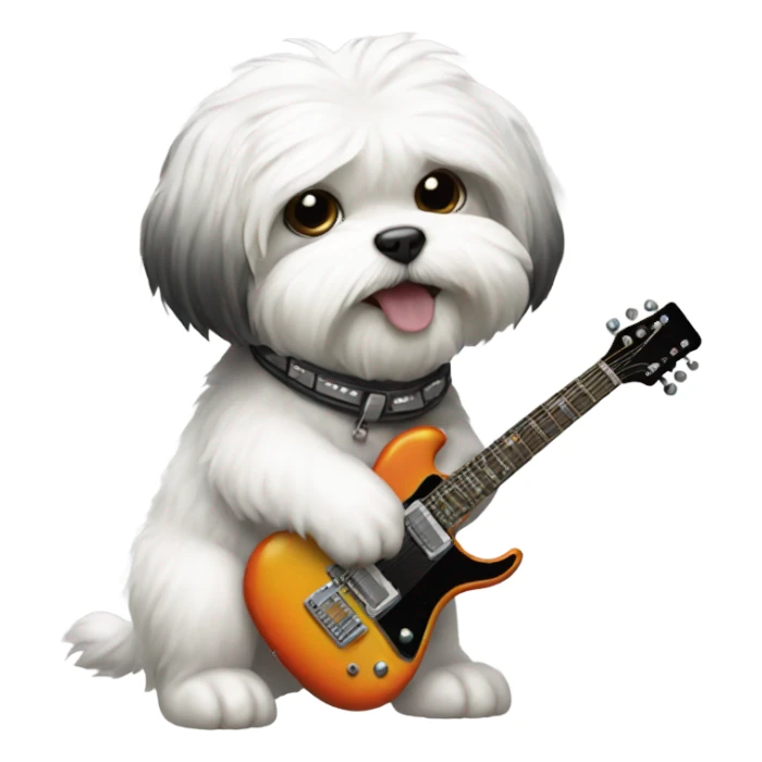 Shitzu dog playing electric guitar sticker