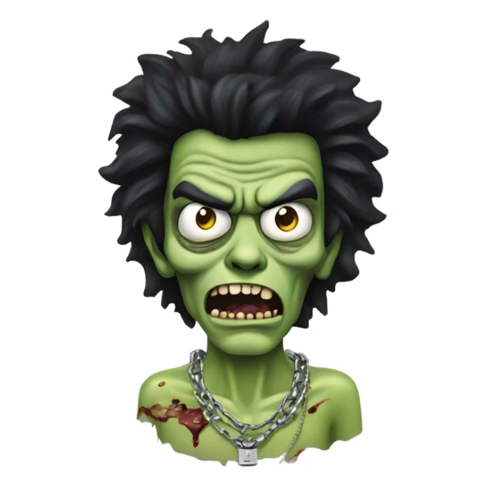 dancing black haired sid vicious zombie, wearing a necklace which has a padlock on it sticker