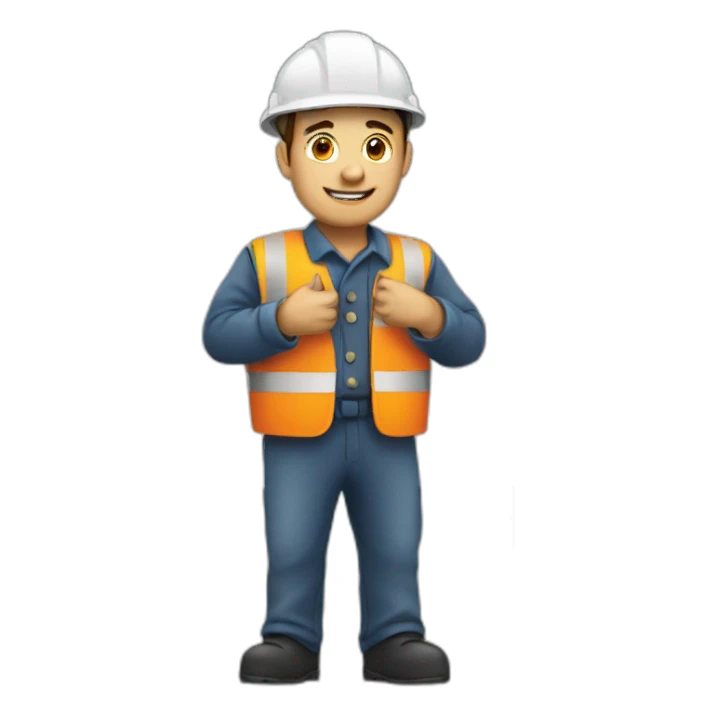 worker standing by a gas pipe sticker