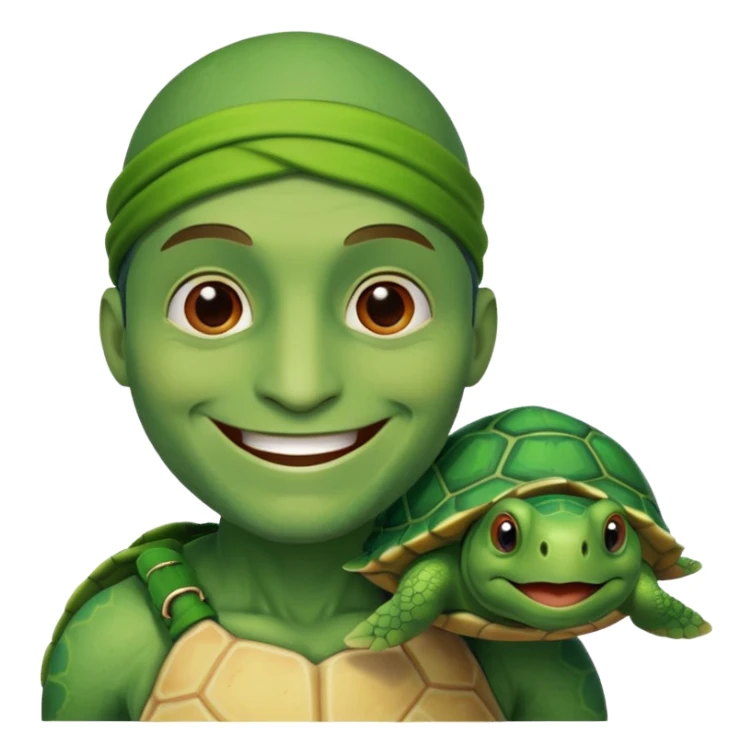 A green man with a turtle head sticker