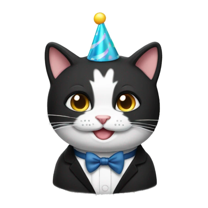 happy tuxedo cat birthday sticker