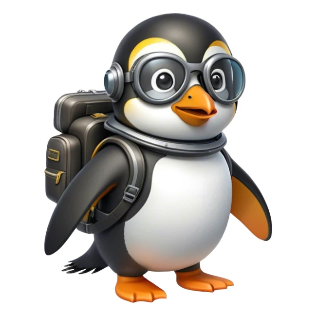 Penguin with jetpack and aviator glasses sticker