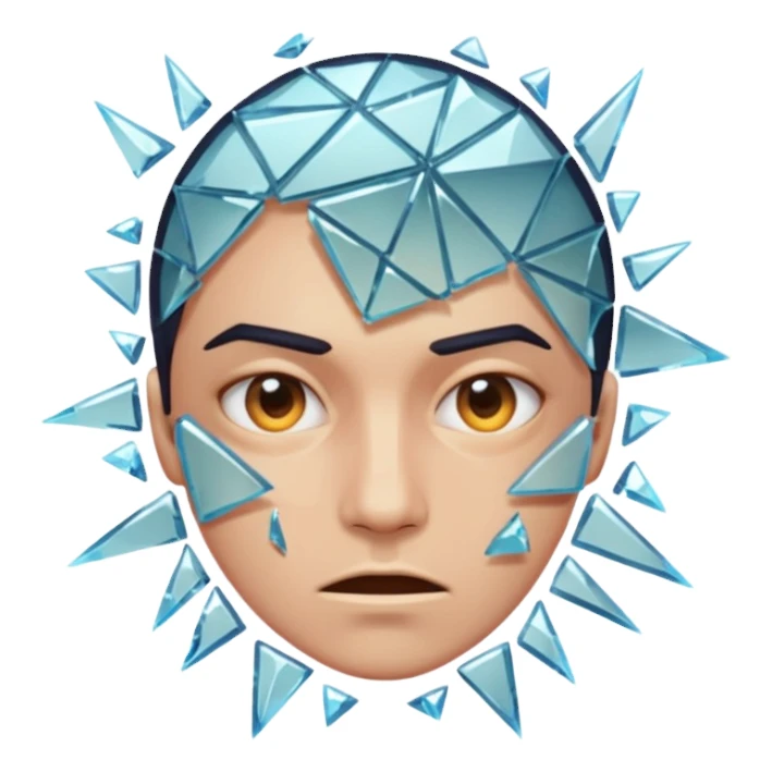 Face splitting into multiple expressions like shattered glass sticker