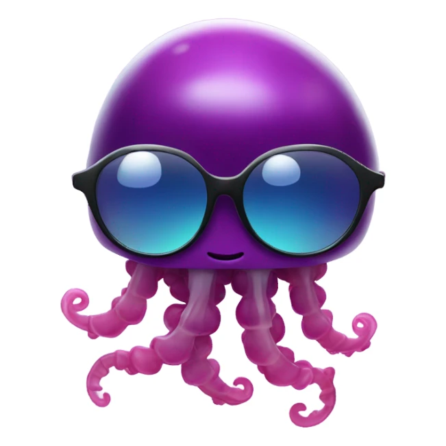 Jellyfish with cool glasses holding a grape sticker