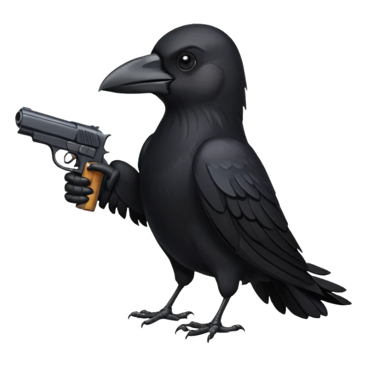 cartoon crow with a pistol sticker