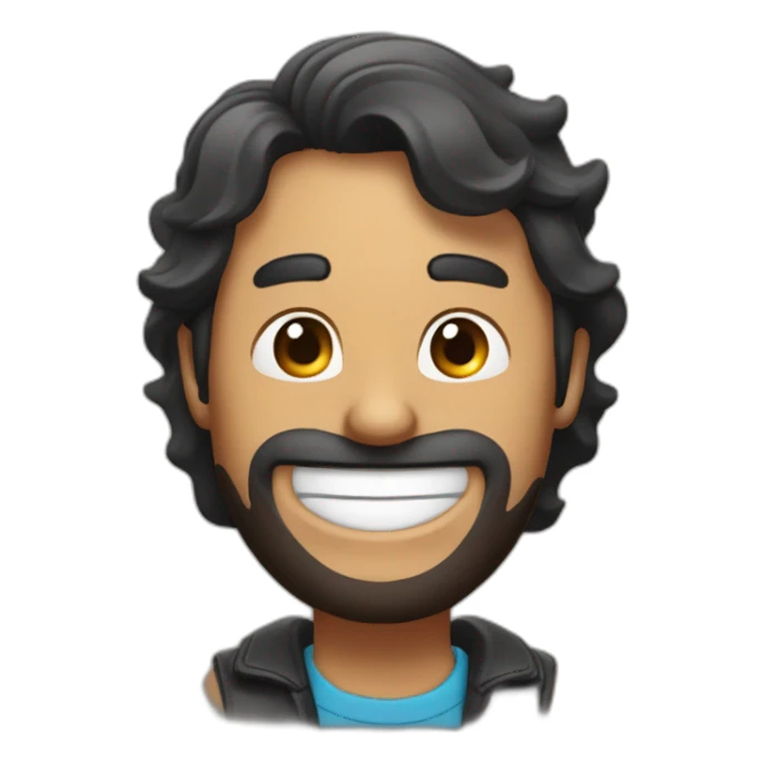hombre sonriendo con cabello y barbilla negra sticker