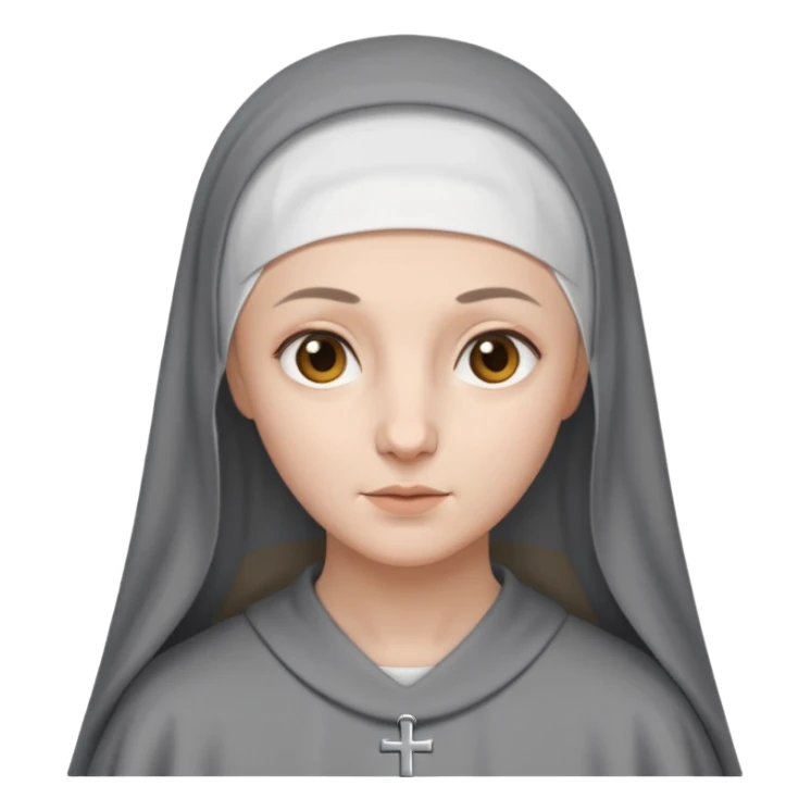 nun in white veil, grey robe sticker