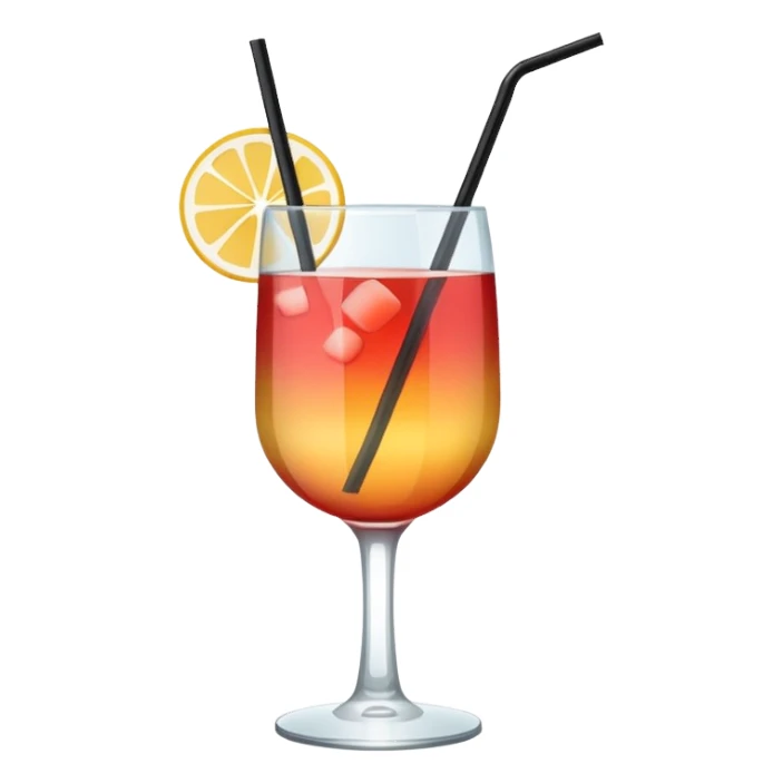 Minimalistic flat vector icon, iOS style, thin black contour on white background. Cocktail glass with a straw. Clean, no text, no shadows. sticker