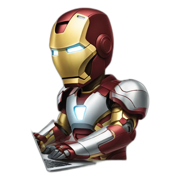 Iron man working with laptop sticker