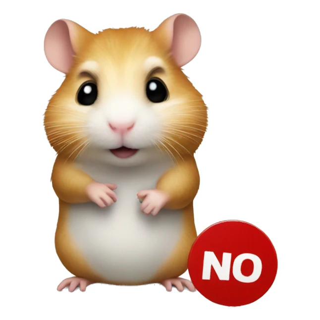 hamster holding a 'no entry' sign sticker