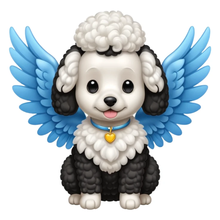 Perro french poodle mini blanco con Alas sticker