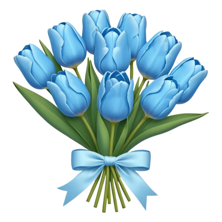sky blue tulip bouquet with bow sticker