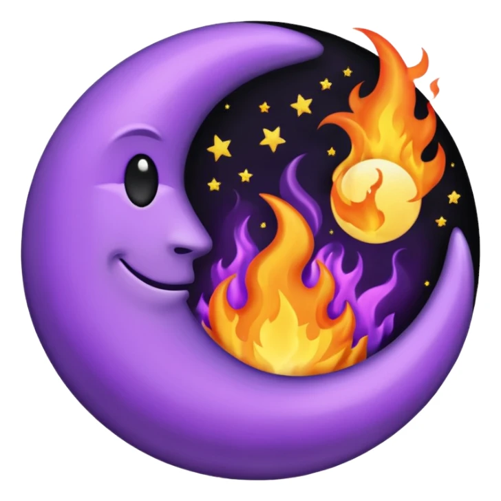 purple and black fire with a moon inside sticker