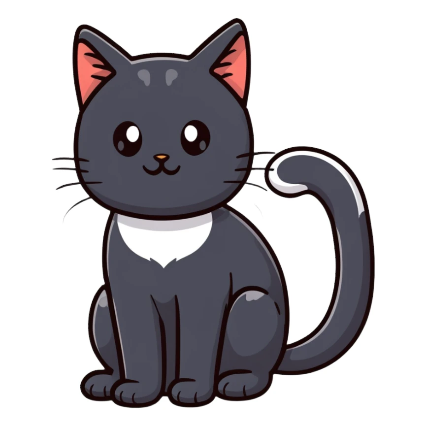 Black cat with white tipped tail sticker