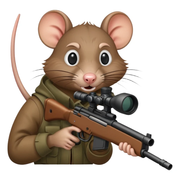 a crazy rat aiming down a sniper rifle sticker
