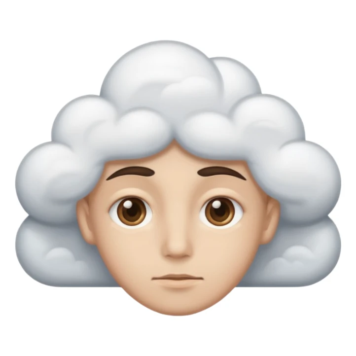 simple face with cloudy eyes, neutral expression sticker