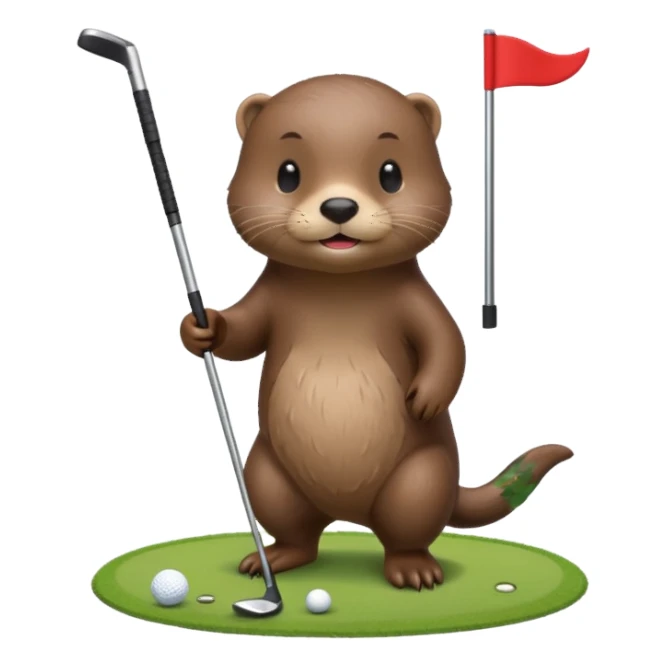 Cute Otter golfing sticker