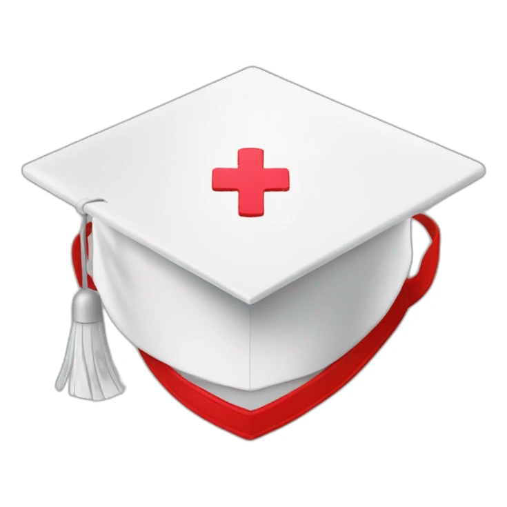 White Student cap with red medical cross  sticker