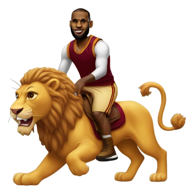 LeBron James riding a lion sticker