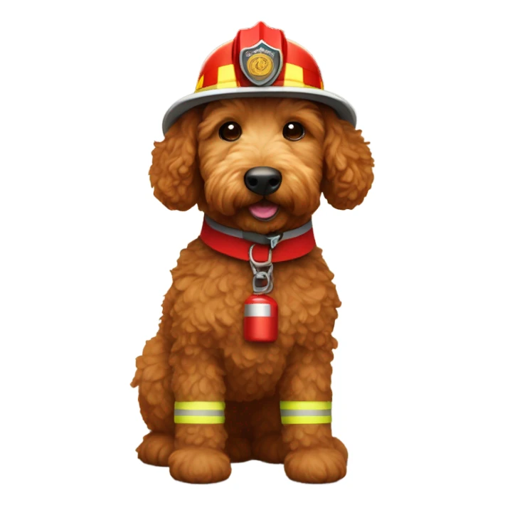 Brown golden mini doodle fire fighter sticker