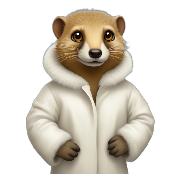 mongoose wearing a fur white coat sticker