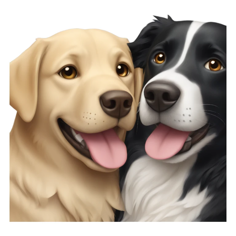 A Labrador and a border collie hugging  sticker