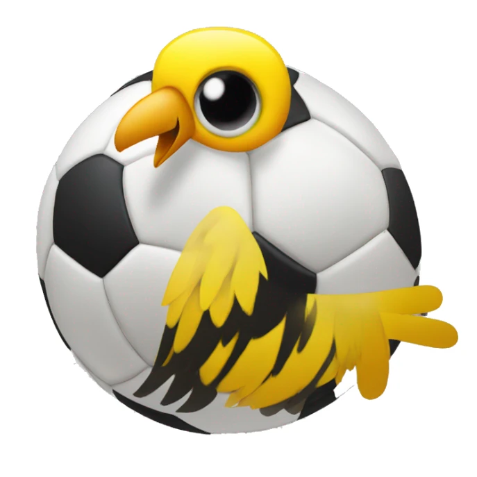 yellow bird with soccer ball sticker