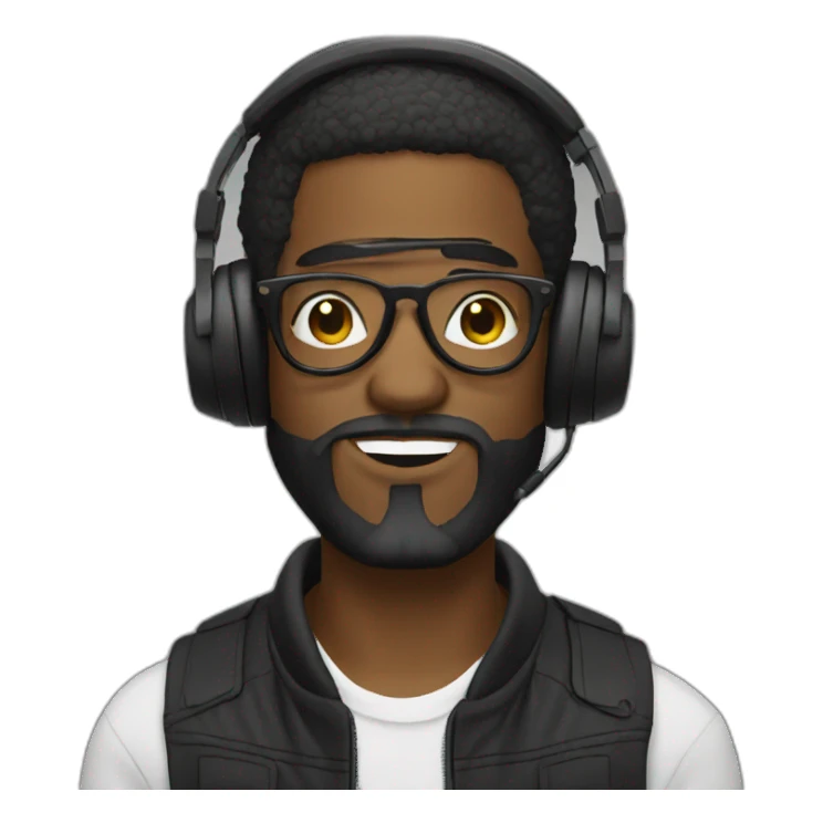 Black dj with a beard in glasses sticker