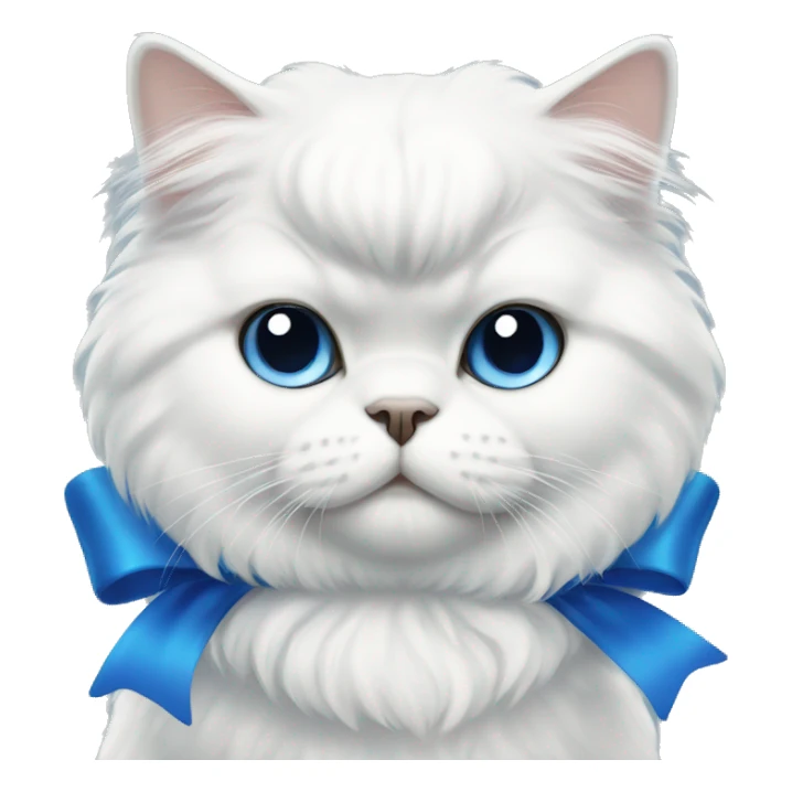 White Persian cat with blue bow sticker