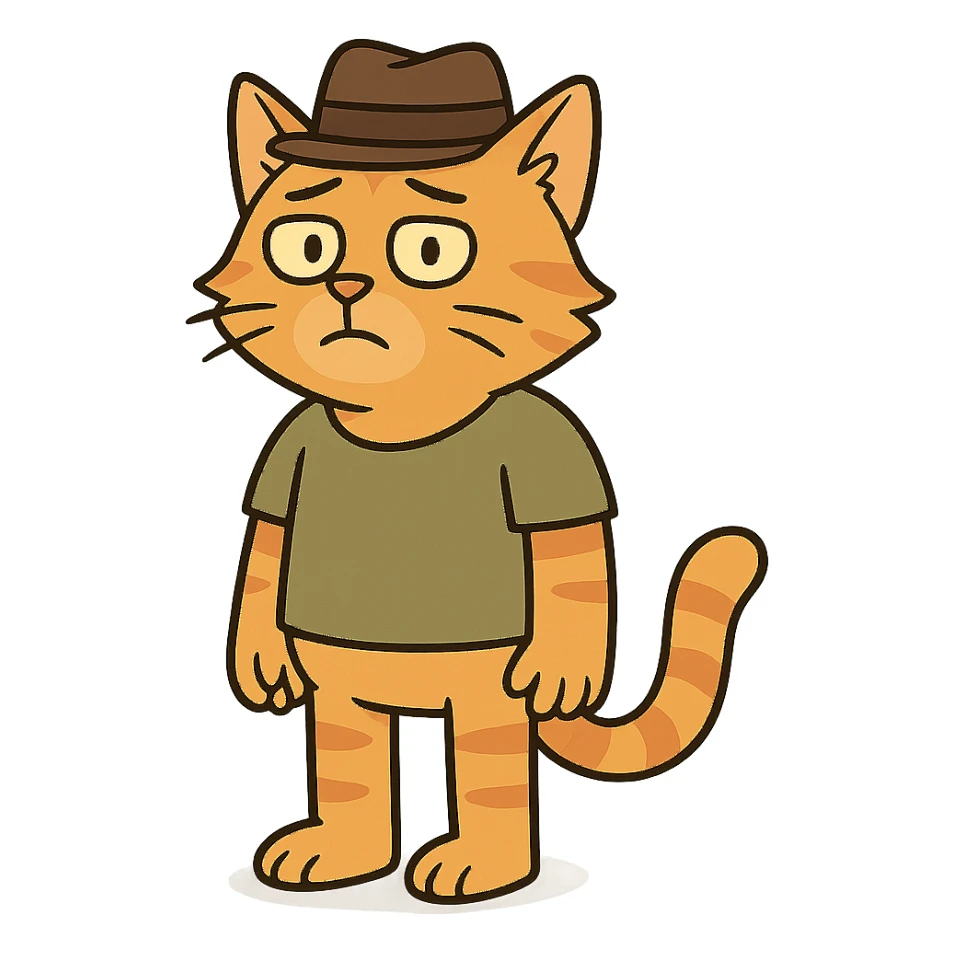 flat toon style cat in a hat sticker