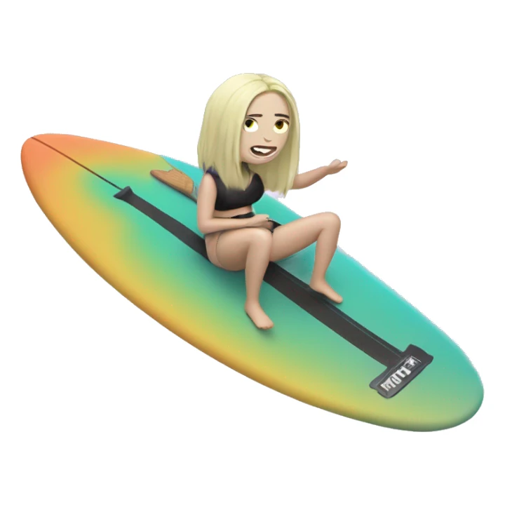 billie eilish riding a surf board sticker