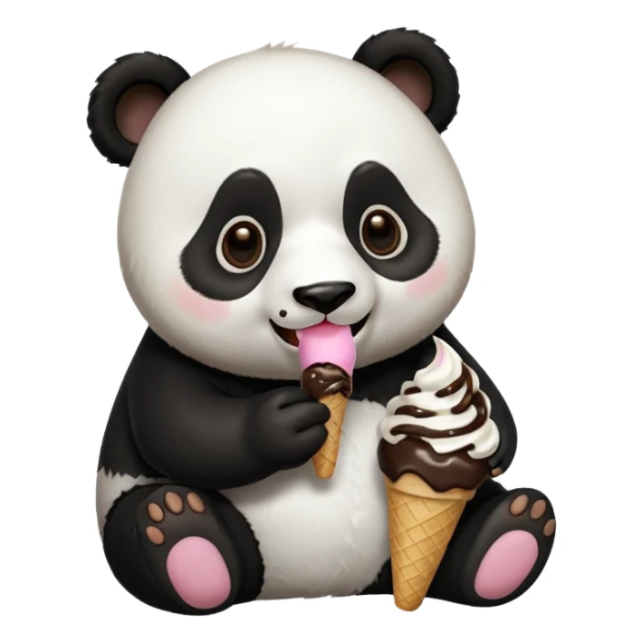 Panda eating ice cream sticker