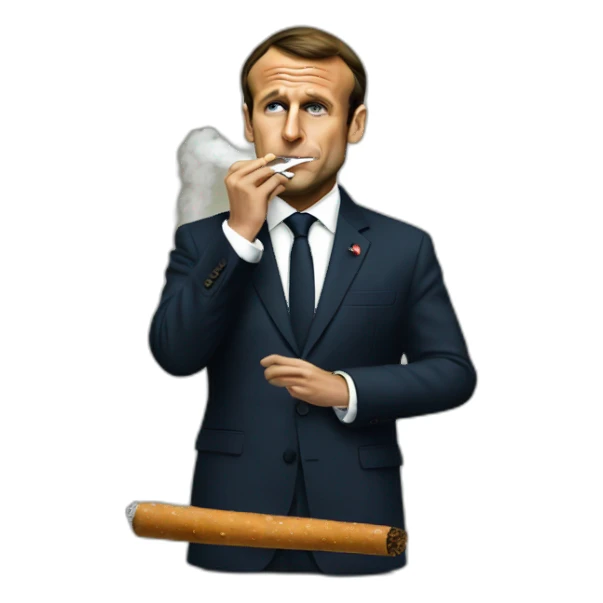 president macron smoking a spliff sticker