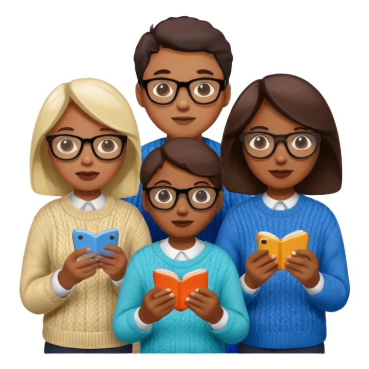 people knitting sticker