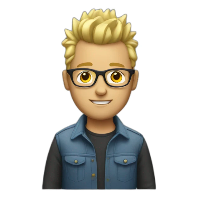 guy with glasses and blond mohawk sticker