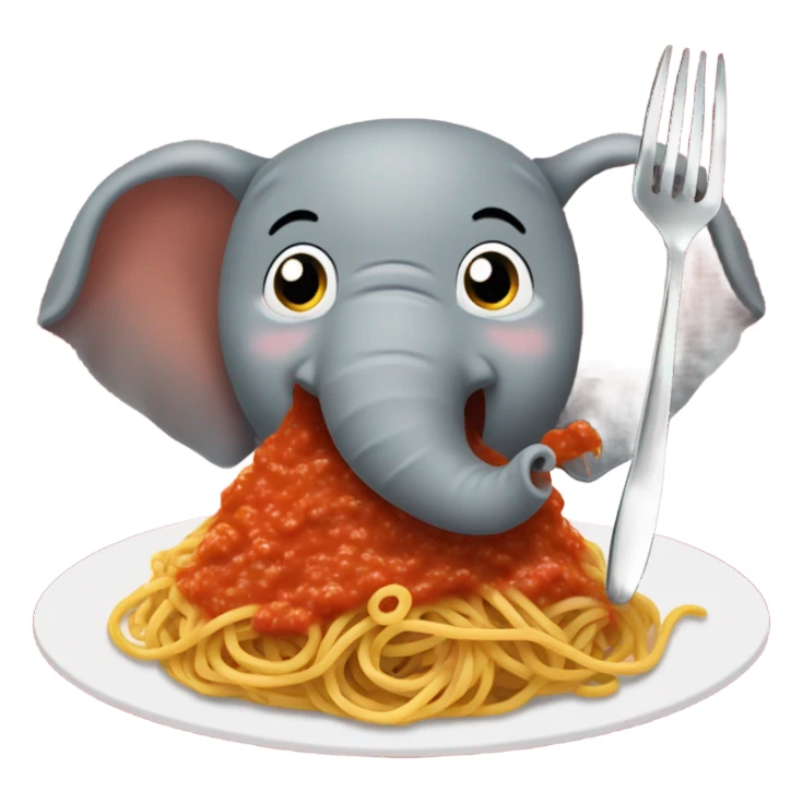 Elephant eating spaghetti with marinara sticker