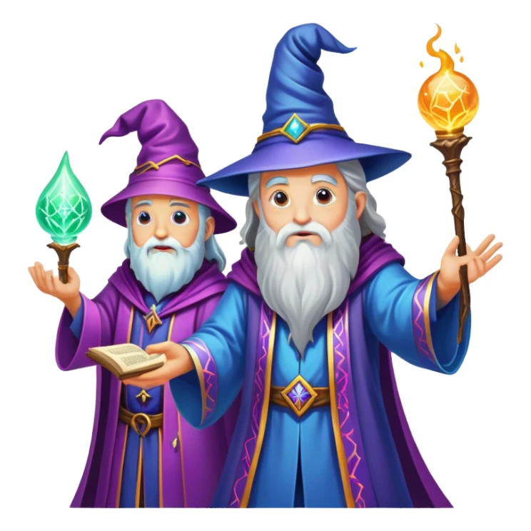 wizard and brain in a magical spell duel sticker